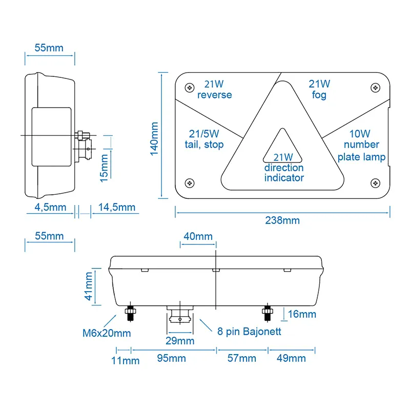 Aspöck Multipoint V baklykt venstre 8-pin