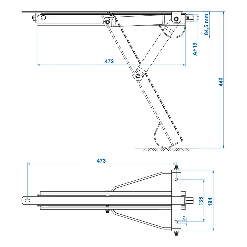 Stødig hjørne kompakt 500kg 460x195mm H:440mm