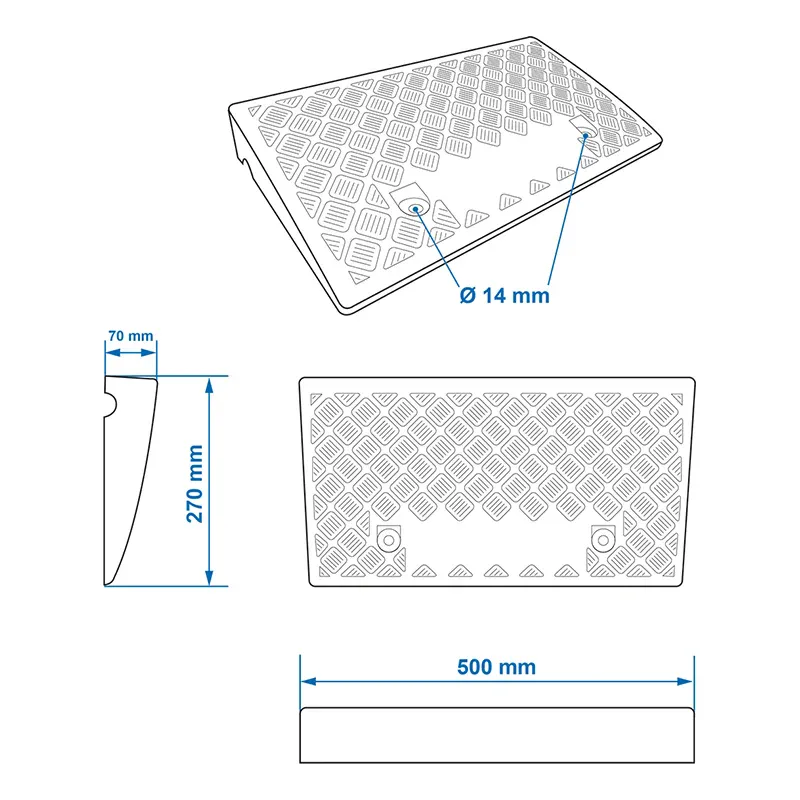 Fortauskantrampe 70 mm svart – sett med 2 deler