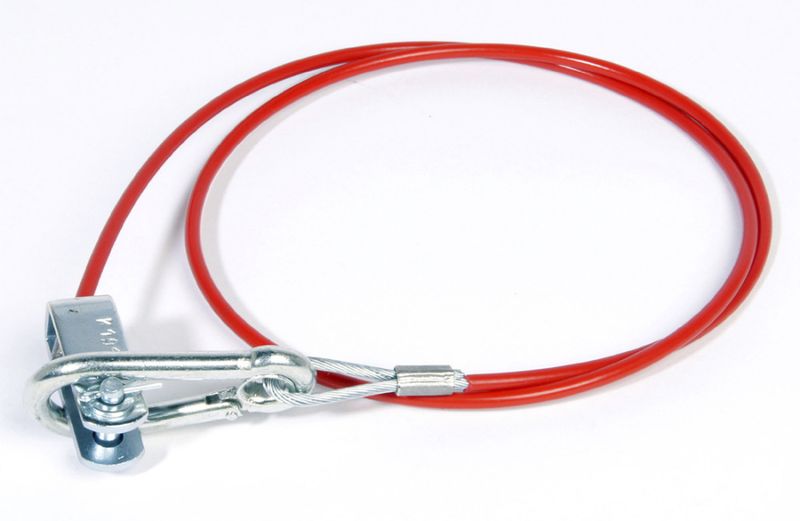 Sikkerhetswire rød 1050 mm med gaffel og karabinkrok – Knott